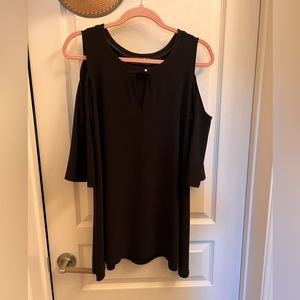 - SYMPLI Cold Shoulder, flutter sleeve, Black tunic top